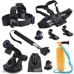 EEEKit-8-in-1-Accessories-Kit-for-Gopro-Hero4-BlackSilver-Hero-HD-3-321-Camera-Head-Belt-Strap-Mount-Chest-Belt-Strap-Mount-Extendable-Handle-Monopod-Car-Suction-Cup-Mount-Holder-Floating-Handle-Grip--0